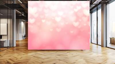 Abstract heart pink light or bokeh background. Valentine Day concept Wall mural