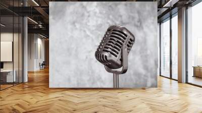 Classic Retro style microphone isolated on white background, dark tone. Wall mural