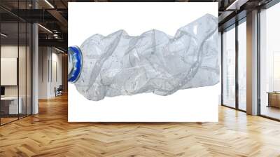 close up used transparent PET plastic water bottle on white background, sustainable environment concept. Wall mural