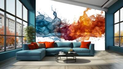 Fire and Water splashes in a transparent background, Generative AI Wall mural