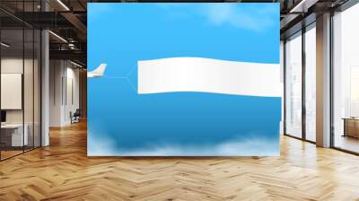 3D Airplane Show Advertising Banner In The Sky Wall mural