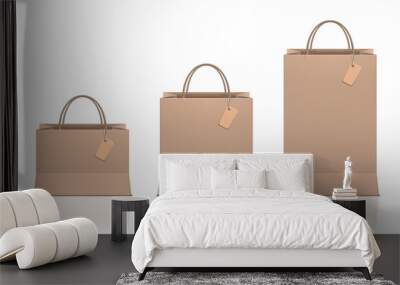 3D Paper Shopping Bag With Leather Tag Wall mural