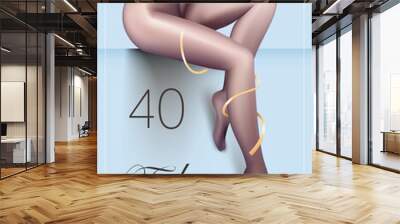 Legs In Black Nylon Pantyhose. Tights Ad Template Wall mural