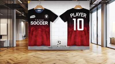 Soccer Jersey and Sport T-Shirt Mockup Template, Realistic Graphic Design Front and Back View for Football Kit Uniforms, Easy Possibility to Apply Your Artwork, Text, Image, Logo (Eps10 Vector) Wall mural