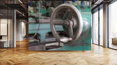 Hand wheel of old metal working lathe Wall mural