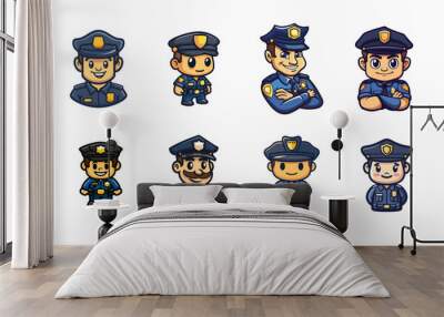 set of policeman character  Wall mural