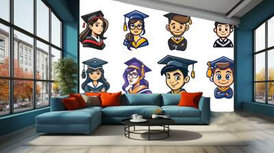 set of students in graduation cap Wall mural