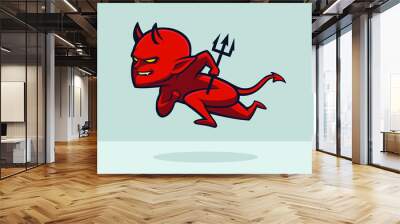 Cute Little Devil Running Wall mural