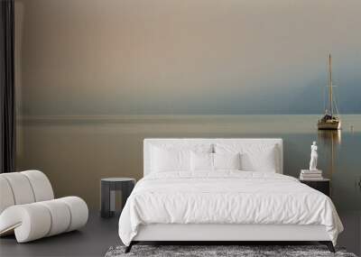 morning on the lake in sepia color Wall mural