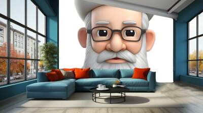 Adorable cartoon Abraham, the patriarch of Judaism, smiles warmly.  Wall mural