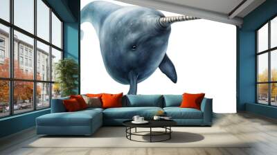 Watercolor painting of a cute Narwhal. Wall mural