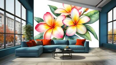 Watercolor painting of Plumeria flower.  Wall mural