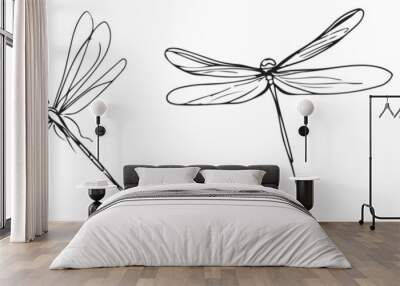 A dragonfly line art vector drawing  Wall mural