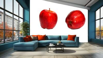 apple red two and water drip on white background with copy space add text Wall mural