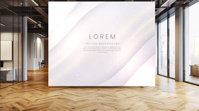 Abstract 3d curve white background with gold sparkle with copy space for text. Luxury style template design. Wall mural