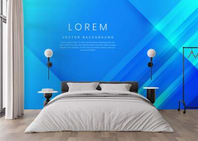 Abstract blue gradient geometric diagonal background. Minimal style. Wall mural