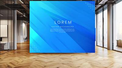 Abstract blue gradient geometric diagonal background. Wall mural