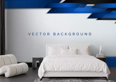 Abstract corporate banner web design dark blue and black geometric diagonal on white background technology concept. Wall mural