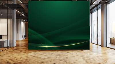 Abstract curved red shape on green background with lighting effect and  copy space for text. Luxury design style. Wall mural