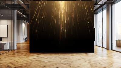 Abstract elegant gold glowing line with lighting effect sparkle on black background. Template premium award design. Wall mural