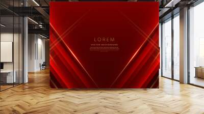 Abstract elegant red background with golden line and lighting effect sparkle. Luxury template award design. Wall mural