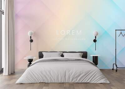 Abstract futuristic geometric shape overlapping on colorful pastel background. Wall mural