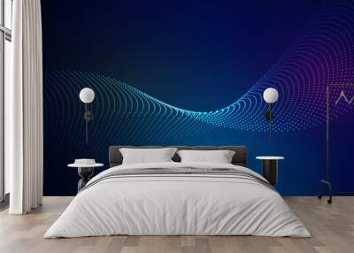 Abstract futuristic particle lines mesh on blue background with light effect. Technology concept. Wall mural