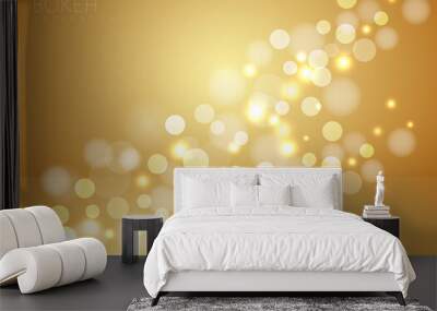 Abstract gold blurred background with bokeh. Wall mural