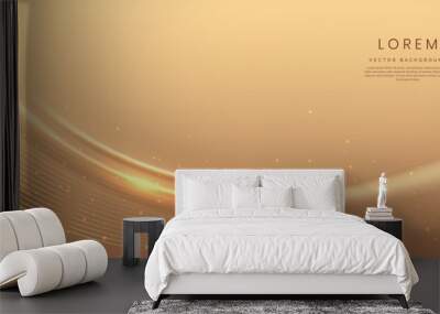 Abstract gold curved background with lighting effect and sparkle with copy space for text. Luxury design style. Wall mural