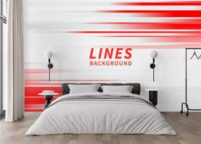 Abstract horizontal light red stripe lines on white background. Wall mural