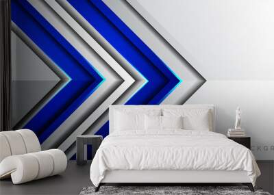 Abstract template dark blue arrow overlap with blue light modern technology style on grey background. Wall mural