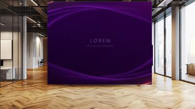 Elegant purple curved line on purple background with lighting effect and with copy space for text. Luxury design style. Wall mural