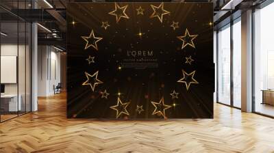 Golden star on black background with lighting effect and sparkle. Luxury template celebration award design. Wall mural