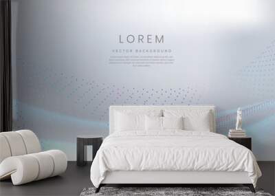 Modern futuristic blue and red dynamic wavy dotted line texture on white background with copy space for text. Wall mural