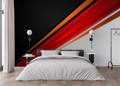 Template corporate concept red black orange and grey contrast background. Wall mural