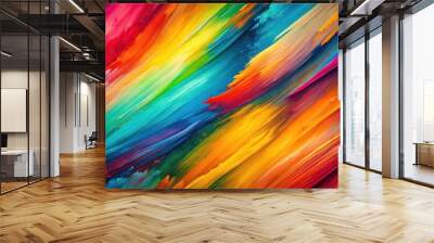 Abstract Diagonal Strokes of Vivid Color, A Palette of Passion and Energy Wall mural