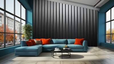 Black corrugated metal luxury background with shiny texture for elegant design projects Wall mural