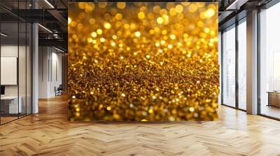 Close up of textured gold craft glitter paper against black for background Wall mural