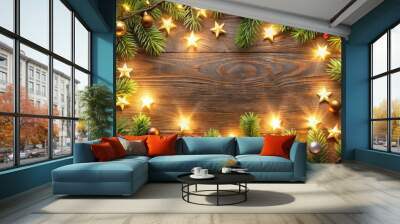 Festive Christmas background with glowing light effects for holiday season celebration Wall mural