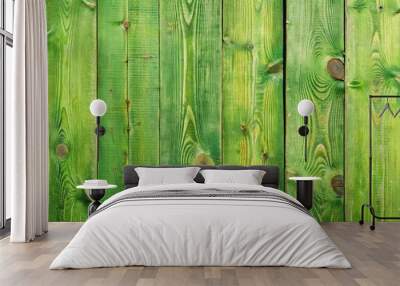 Green wooden plank texture background for rustic farmhouse or nature theme design Wall mural