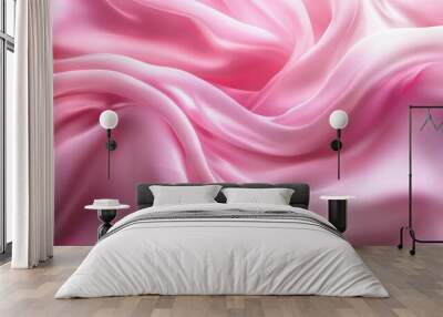 An artistic view of a flowing pink wave created by silk fabric Wall mural