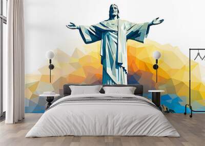 Abstract Cristo Redentor or Christ the Redeemer statue in Rio de Janeiro, Brazil. illustration Wall mural