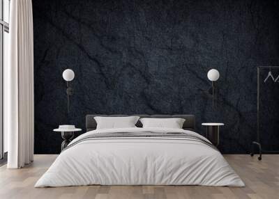 Dark grey black slate stone background or texture Wall mural