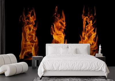 Fire flame on black background Wall mural