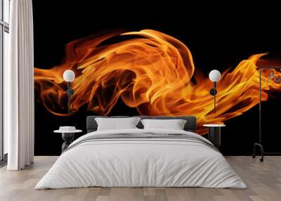 Fire flames on black background Wall mural