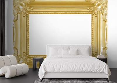 gold picture frame isolated on white Wall mural