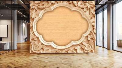 Pattern of flower carved on wood background Wall mural