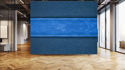 stitched blue leather background Wall mural