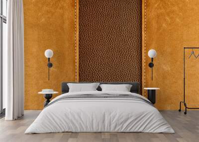 stitched brown leather background Wall mural