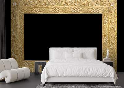 The antique gold red frame isolated on black background with clipping path included. Wall mural